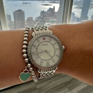 Michele Sidney Watch worn used mother of pearl comes with box